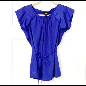 Mossimo Blue Blouse scoop neck & tie at waist